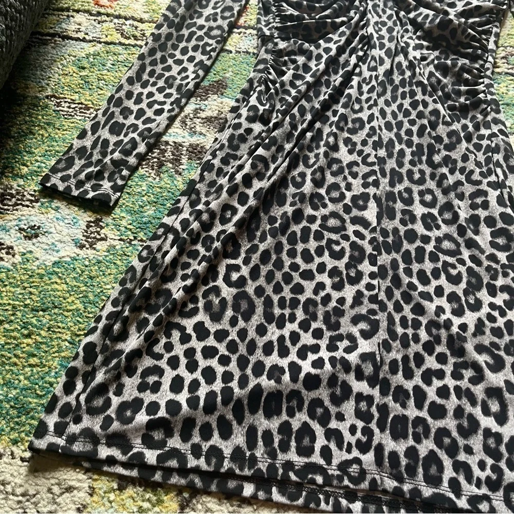 Michael Kors Cheetah pattern long sleeve cinched dress
